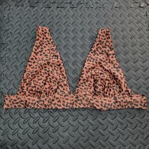 Aerie Leopard Bikini Top XL Triangle Animal Print Brown Swim Top